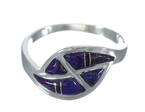 Southwest Magenta Turquoise Inlay Authentic Sterling Silver Jewelry Ring Size 6-3/4 QX74469