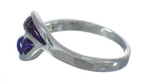 Southwest Magenta Turquoise Inlay Authentic Sterling Silver Jewelry Ring Size 6-3/4 QX74469