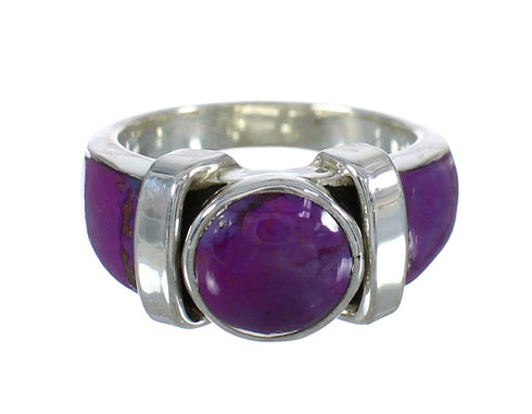 Southwest Silver Magenta Turquoise Ring Size 8-1/2 QX74186