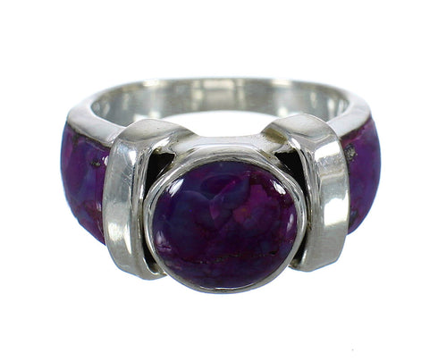 Magenta Turquoise Southwest Sterling Silver Ring Size 8-1/4 QX74213