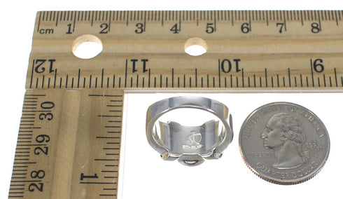 Magenta Turquoise Southwest Sterling Silver Ring Size 8-1/4 QX74213