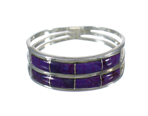 Magenta Turquoise Inlay Sterling Silver Southwestern Ring Size 6-1/4 QX74372