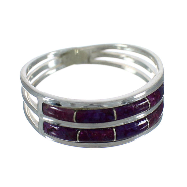 Sterling Silver Magenta Turquoise Inlay Southwest Ring Size 7-3/4 QX74395