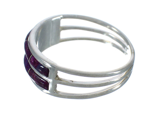 Southwest Authentic Sterling Silver Magenta Turquoise Inlay Ring Size 4-3/4 QX74383