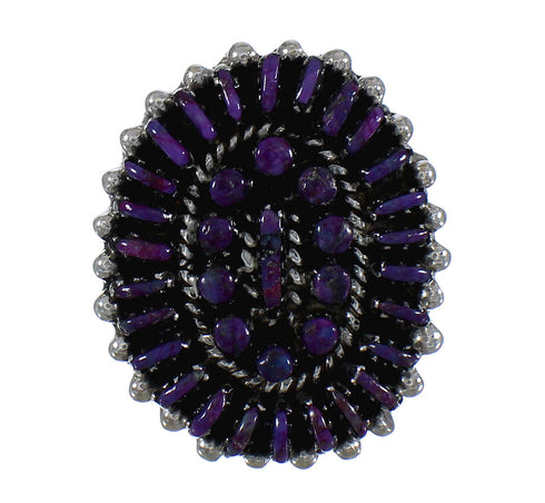 Magenta Turquoise Southwestern Genuine Sterling Silver Needlepoint Ring Size 5 QX74223