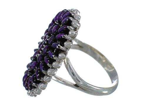 Sterling Silver Magenta Turquoise Southwestern Needlepoint Ring Size 6-3/4 QX74240