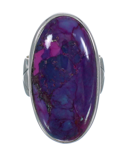 Southwest Magenta Turquoise Silver Ring Size 5-3/4 QX74252