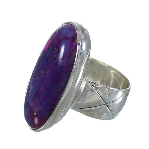 Southwest Magenta Turquoise Silver Ring Size 5-3/4 QX74252