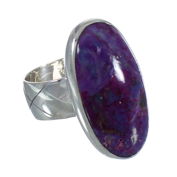 Southwest Magenta Turquoise Genuine Sterling Silver Ring Size 8-1/4 QX74258