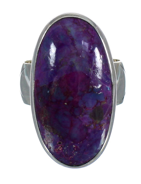 Southwest Magenta Turquoise Genuine Sterling Silver Ring Size 8-1/4 QX74258