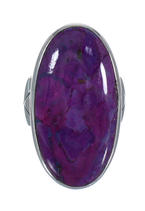 Magenta Turquoise Southwestern Sterling Silver Ring Size 5-3/4 QX74264