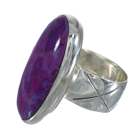 Magenta Turquoise Southwestern Sterling Silver Ring Size 5-3/4 QX74264