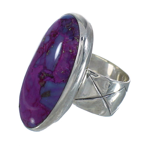 Magenta Turquoise Southwest Authentic Sterling Silver Ring Size 4-3/4 QX74266