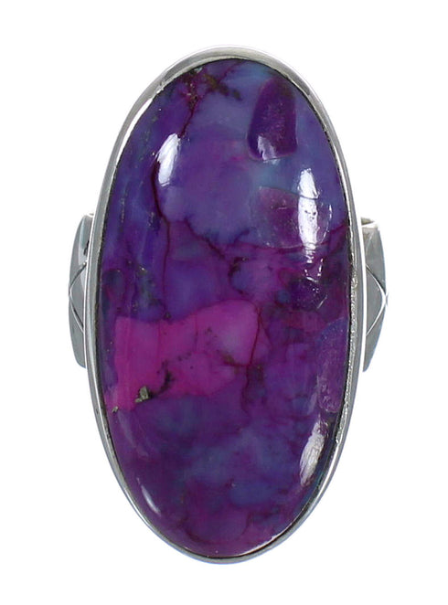 Magenta Turquoise Southwestern Authentic Sterling Silver Ring Size 5-1/4 QX74267