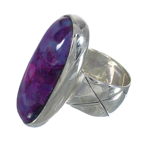 Magenta Turquoise Southwestern Authentic Sterling Silver Ring Size 5-1/4 QX74267