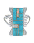 Southwestern Turquoise Opal Inlay Genuine Sterling Silver Ring Size 5-3/4 RX61852