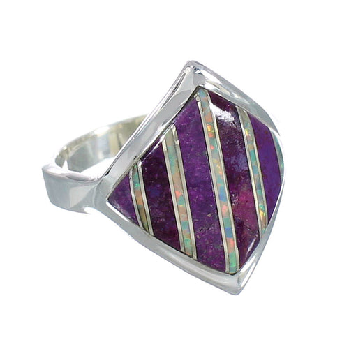 Magenta Turquoise And Opal Sterling Silver Ring Size 8-1/4 RX60815