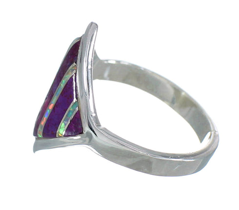 Magenta Turquoise And Opal Sterling Silver Ring Size 8-1/4 RX60815