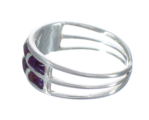 Sterling Silver Southwestern Magenta Turquoise Opal Inlay Ring Size 5-3/4 RX60852