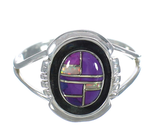 Sterling Silver Southwest Opal And Magenta Turquoise Ring Size 7-1/4 RX61306