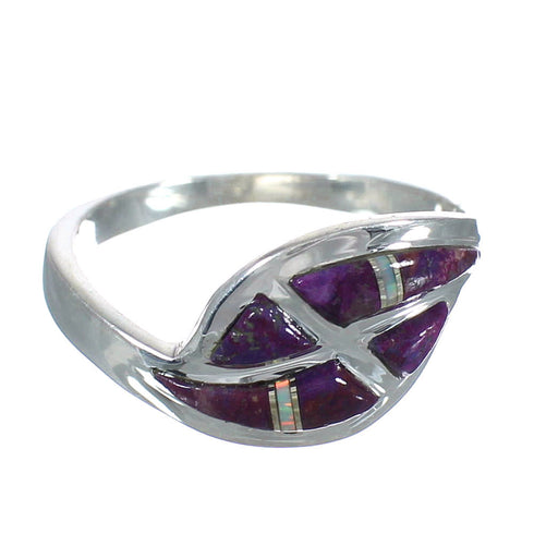 Genuine Sterling Silver Magenta Turquoise Opal Inlay Ring Size 6 RX61367