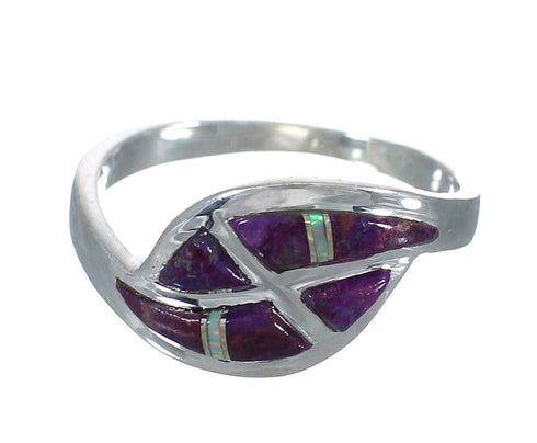 Magenta Turquoise Opal Inlay Sterling Silver Ring Size 5-1/4 RX61363