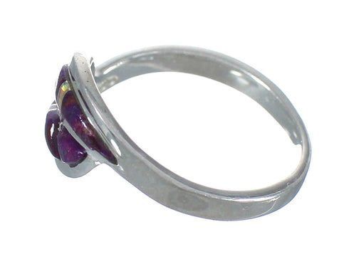 Magenta Turquoise Opal Inlay Sterling Silver Ring Size 5-1/4 RX61363