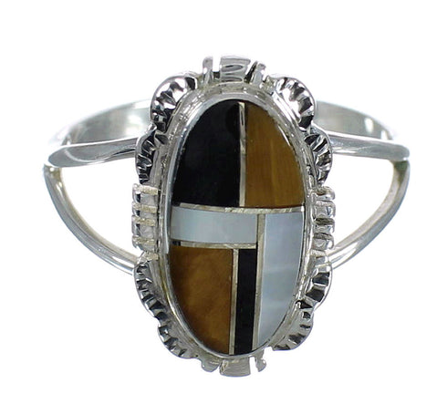 Southwest Authentic Sterling Silver And Multicolor Ring Size 6-1/2 VX61897