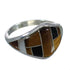 Sterling Silver And Multicolor Inlay Jewelry Ring Size 8-3/4 VX62009