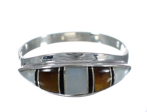 Silver And Multicolor Inlay Southwest Ring Size 6-3/4 VX62067