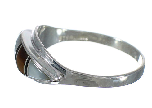 Authentic Sterling Silver And Multicolor Inlay Southwest Ring Size 6-1/2 VX62066