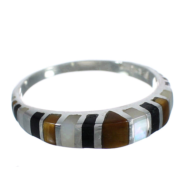 Southwest Silver And Multicolor Inlay Jewelry Ring Size 4-3/4 VX62110