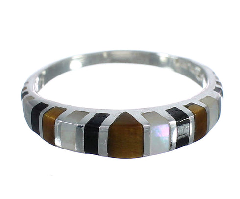 Authentic Sterling Silver And Multicolor Southwest Ring Size 7-3/4 VX62136