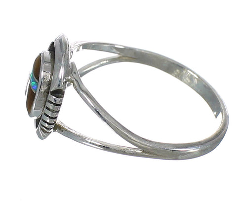 Sterling Silver And Multicolor Inlay Southwest Jewelry Ring Size 5-3/4 VX62227