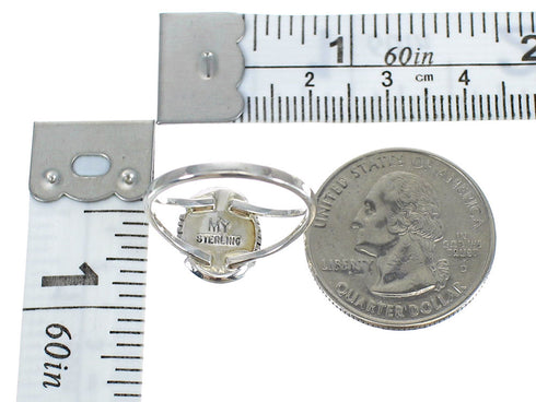 Genuine Sterling Silver And Multicolor Inlay Jewelry Ring Size 4-1/2 VX62218