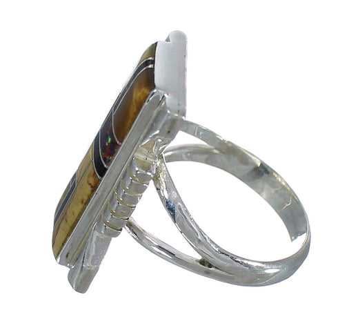 Sterling Silver And Multicolor Southwest Jewelry Ring Size 4-3/4 VX62262