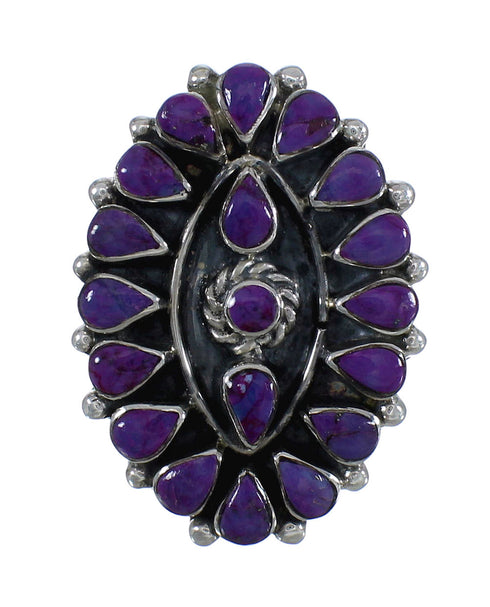 Sterling Silver Magenta Turquoise Needlepoint Ring Size 7-3/4 MX61540