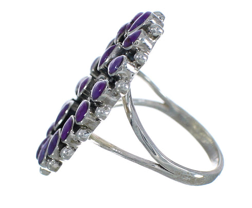 Needlepoint Silver Magenta Turquoise Ring Size 5-1/4 MX61587