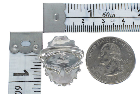 Needlepoint Silver Magenta Turquoise Ring Size 5-1/4 MX61587