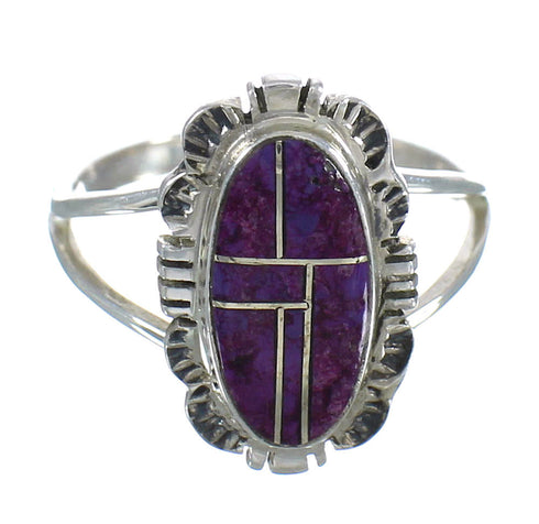 Magenta Turquoise Inlay Silver Jewelry Ring Size 6-1/4 MX61668