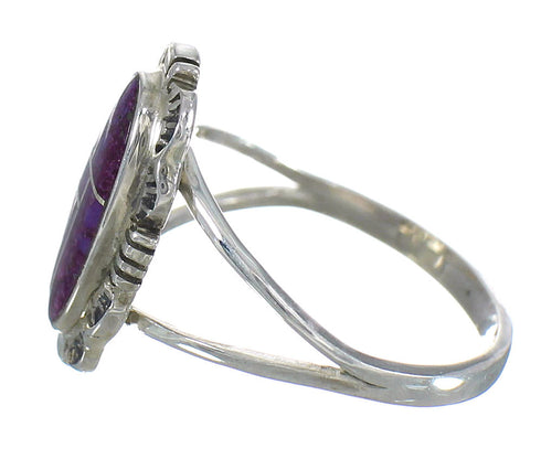 Magenta Turquoise Inlay Silver Jewelry Ring Size 6-1/4 MX61668