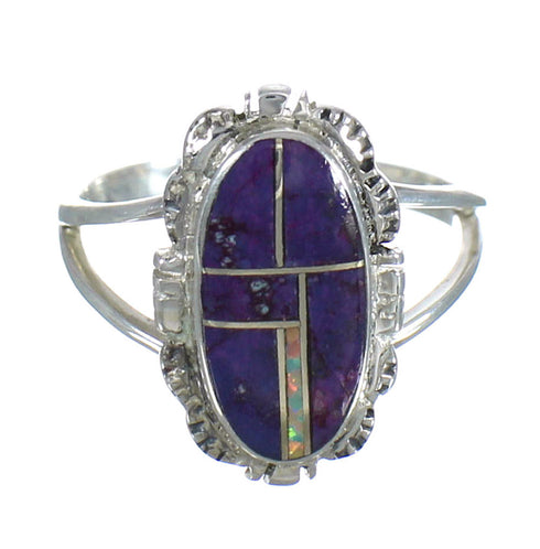 Sterling Silver Magenta Turquoise And Opal Ring Size 5-3/4 MX61680