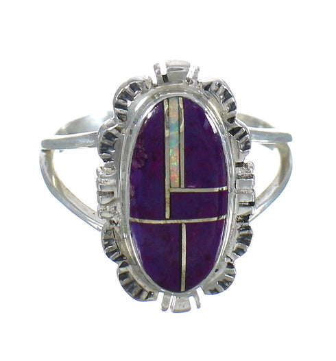Southwest Opal Magenta Turquoise Sterling Silver Ring Size 4-3/4 MX61688