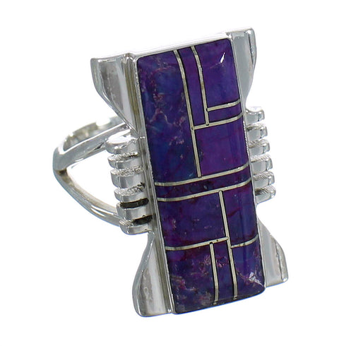 Magenta Turquoise Inlay Sterling Silver Southwest Ring Size 8 MX61827