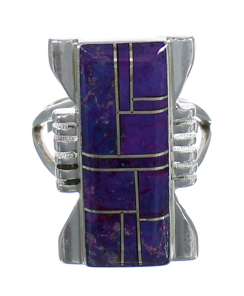 Magenta Turquoise Inlay Sterling Silver Southwest Ring Size 8 MX61827