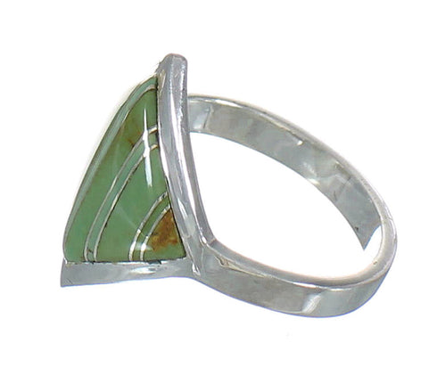 Southwest Silver Turquoise Inlay Jewelry Ring Size 6-3/4 MX62176