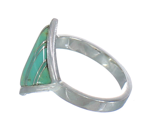Sterling Silver Southwest Turquoise Inlay Jewelry Ring Size 6 MX62188