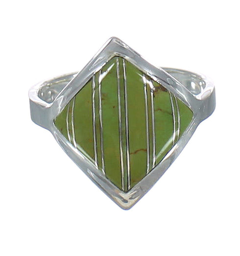 Southwest Turquoise Inlay Authentic Sterling Silver Ring Size 7-3/4 MX62202