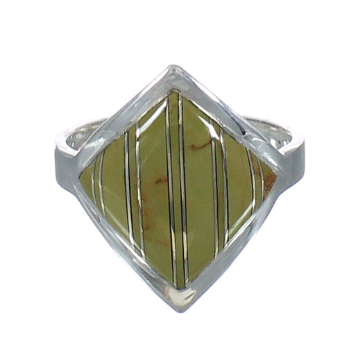 Southwest Silver Turquoise Inlay Jewelry Ring Size 6-3/4 MX62226
