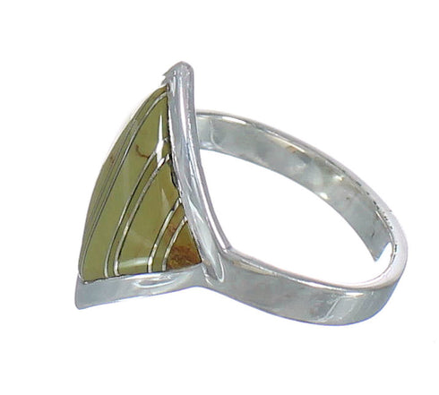 Southwest Silver Turquoise Inlay Jewelry Ring Size 6-3/4 MX62226